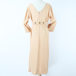 Yindian precio de fábrica ronda cuello vestido cinturón de cintura de botón con cremallera damas casual vestidos - Product Image 4