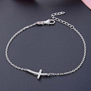 POLIVA Mujer 925 Sterling Cross Tennis Silver Bracelet Logotipo personalizado Pulseras cristianas - Product Image 4