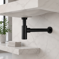 Siphon de lavabo moderne en acier inoxydable Frascio Watermark, avec bonde escamotable, haute qualité, robuste et populaire