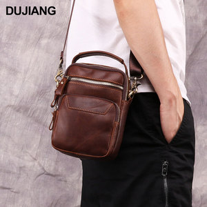 Dujiang Men's Crossbody <b>Bag</b> Genuine Leather Brown Casual Outdoor Chest <b>Bag</b> Durable Summer 2024 - Product Image 1