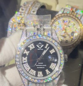 Liquidation Vente Hip Hop Iced Out <span class=keywords><strong>Montre</strong></span> <span class=keywords><strong>Luxe</strong></span> Top Moissanite Verre Saphir <span class=keywords><strong>Montre</strong></span> Mécanique pour Hommes - Product Image 2