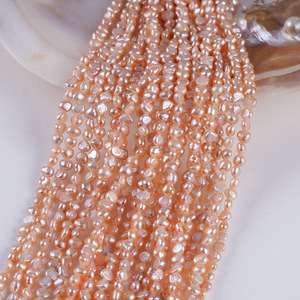 Promotion Zhuji Pearl : Collier en perles d'eau douce baroques 3-4 mm, double face, blanc naturel clair et rose, trou latéral, vente en gros, collier DIY - Product Image 1