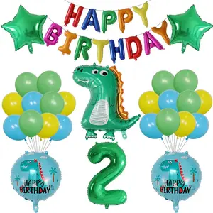 jungle vert feuille Suppliers-Ballons en feuille d'aluminium avec chiffres, 1 ensemble, 30 pouces, grands ballons couleur verte, décoration pour fête d'anniversaire, pour la Jungle