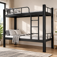 Nouvelle Arrivée Lit Superposé en Métal Noir, Cadre de Lit Superposé Double sur Grand Lit, Lit en Acier Robuste, Meuble de Chambre Gain de Place pour Enfants et Adultes