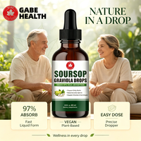 Gouttes de Graviola en Gros 60ml Extrait de Plante Entière Fruit et Feuille 1100mg Vitamine C Immunité Antioxydant Muscles Os Végétalien OEM
