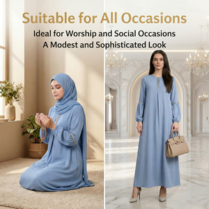 Robe Abaya bleu clair à sequins pour femme – Élégante et modeste – Fournisseur - Product Image 4