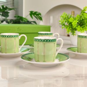 Juego de Tazas y Platos de Espresso de Porcelana Verde, Estilo Moderno y Minimalista, Ecológico, Ideal para Regalo en Hogares y Hoteles - Product Image 3