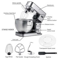 Batteur sur socle SOHEF 2000W 10L, écran LCD numérique avec minuteur, mélangeur alimentaire commercial pour la maison, la boulangerie, l'hôtel, le restaurant
