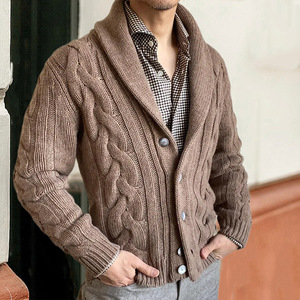 <span class=keywords><strong>Cardigan</strong></span> da Uomo a Collo Polo con Maniche Lunghe, Motivo a Fiori Intrecciati, Maglia <span class=keywords><strong>Slim</strong></span> <span class=keywords><strong>Fit</strong></span>, Tinta Unita - Product Image 1
