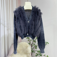 Pull en fourrure de renard véritable pour femmes en gros Manteau d'hiver Cardigan doux