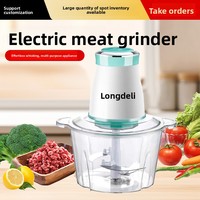Hachoir à viande électrique domestique 2L XL-032 en plastique, mini hachoir à ail, 4 lames, réglages ajustables, outil haute vitesse