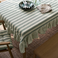 Nappe artisanale LY la plus vendue, nappe à imprimé floral faite à la main, nappe en coton vintage pour la maison, nappe rayée