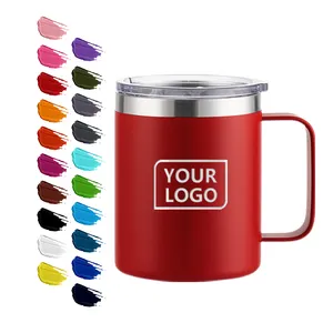 Custom logo 14 oz blank metal cup stainless steel double wall 12 oz Beer camper thermal insulated 16 oz coffee mug with lid