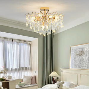 Lustre en cristal français de luxe et atmosphérique Villa plafonnier Style crème minimaliste chambre Restaurant salon - Product Image 5