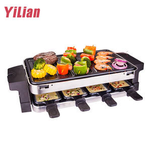 Brasileño casa <span class=keywords><strong>asador</strong></span> vertical eléctrica barbacoa kebab raclette parrilla con la mitad de la piedra de la mitad no sartén antiadherente - Product Image 2