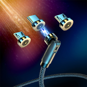 High Quality 3-in-1 540-Degree Rotation LED Nylon Weave 3A Fast Charging USB Data <b>Cable</b> <b>for</b> <b>Computer</b> Barcode Scanner - Product Image 2