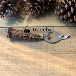 ที่เปิดขวดฮอร์นทำมือไอเดียของขวัญสำหรับเพื่อนเจ้าบ่าวหรือเจ้าภาพแบบชนบท - Product Image 1