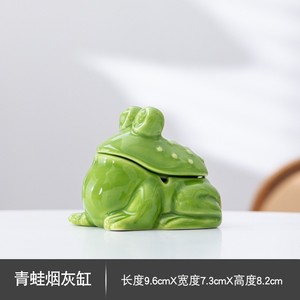 <span class=keywords><strong>Cendrier</strong></span> <span class=keywords><strong>grenouille</strong></span> créatif vert avec couvercle, petit <span class=keywords><strong>cendrier</strong></span> d'intérieur coupe-vent en céramique de 4 pouces - Product Image 4