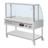 Garde-éternuement en verre et porte coulissante en verre Style comptoir Réchauffeur d'aliments 4 casseroles électrique pas de chauffage de l'eau Réchauffement à sec Bain Marie