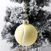 Ornements Soufflés En Verre De Noël Élégant Tennis Sports Suspendus Ornements D'arbre De Noël Décorations D'activités De Plein Air Écologique