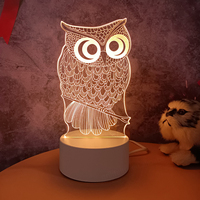 Bases de veilleuses 3D modernes en gros, pour artisanat, avec interrupteur en verre teinté, alimentées par USB, LED RGB écologiques, en vrac, compatibles DIY