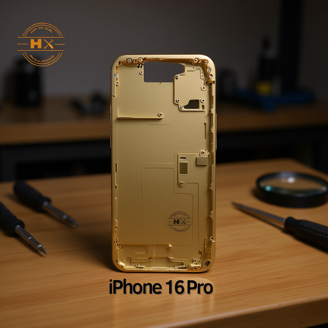 New Intermediate Housing Chassis for iPhone 16 Pro Gold Motherboard Accessory