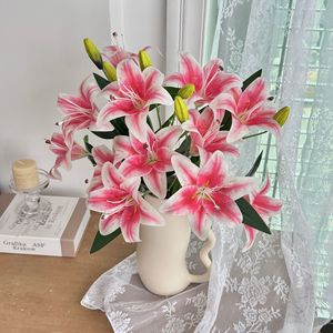 Lirios Artificiales de Seda, Flores de Color Rosa, Blanco, Amarillo, Rojo, Azul y Naranja, Moldeados por Inyección de PVC, Alta Simulación, Decoración para Bodas y Hogar - Product Image 1