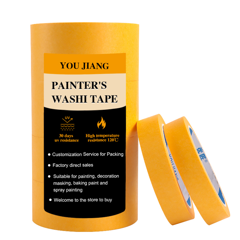 UJANG Wholesale Colored Printed Goldband Painters Maler Kleberband Uv Resistant 30 Days Rice Paper Washi Tape Painting Masking