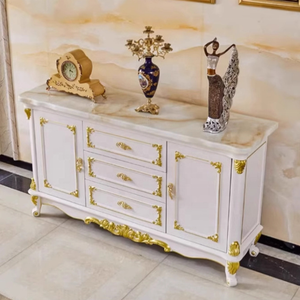 Credenza da Pranzo in Marmo e Legno Massello Stile Europeo di Lusso, <span class=keywords><strong>Mobile</strong></span> d'Ingresso Francese, Arredamento Lussuoso per Soggiorno - Product Image 5