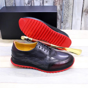 Chaussures de sport décontractées pour hommes en cuir de vachette de haute qualité, à lacets, imperméables et respirantes, pour l'automne/hiver, avec design imprimé à la main - Product Image 6