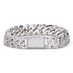 Bracelet pour homme Hip-hop personnalisé, chaîne cubaine en zircon sertie de diamants, boucle rabattable de 14 mm, bijoux Tanjing - Product Image 5
