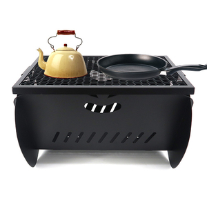Brasero en métal robuste de style européen-américain avec support à bois intégré et table de repas pour fêtes en extérieur - Product Image 2