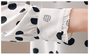 <span class=keywords><strong>Camisa</strong></span> de Chifón de Talla Grande para Otoño, <span class=keywords><strong>Camisa</strong></span> de Manga Larga con Estampado de Puntos, Sin Volantes, Cuello Alto Informal, Blusa para <span class=keywords><strong>Mujer</strong></span> - Product Image 4