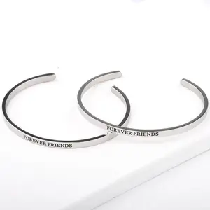Hammered Non-Carve Stainless Steel Chain Cuff Bracelet With Engraving Without Bending For Son 2024 And Rings Stainless Steel