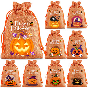 Sacchetti Regalo di Halloween con Coulisse, Stampa Zucca e <span class=keywords><strong>Fantasma</strong></span>, in Tessuto, per Bambini, Ragazze, Donne, Feste e Festività - Product Image 1
