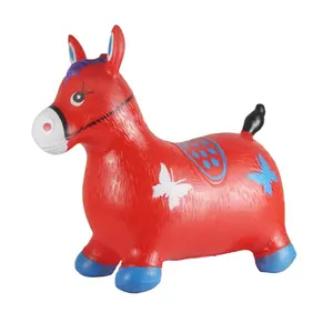 Grappige Niet-giftig Pvc Opblaasbare Springen Paard Dier Speelgoed Voor Kinderen