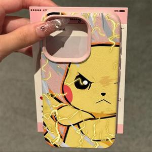Custodia per telefono antiurto in silicone liquido con Pokémon sorridenti a tema animali dei cartoni animati per 16/15/14 Pro Max con colori dipinti - Product Image 1
