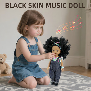 Bán Buôn 14 Inch Âm Nhạc Búp Bê Tùy Chỉnh Màu Đen Búp Bê Châu Phi Mỹ Kiểu Tóc Đầu, Cô Gái Màu Đen Bé Con Búp Bê - Product Image 4