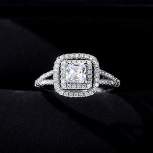 Square Shiny Zircon Women Ring Elegant Design For Engagement Proposal Daily Party All-match Finger Jewelry Gift - Product Image 1