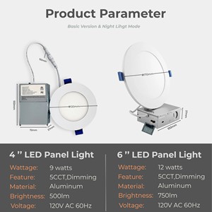 Downlight LED encastré, lumière nocturne 2000K, dimmable, IP44, blanc, SMD, angle de faisceau 110°, CRI80, certifié Energy Star, garantie 3 ans, 5CCT - Product Image 3