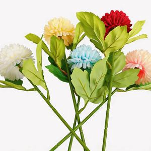 Plantes en pot artificielles transfrontalières : Faux chrysanthème à tige unique, boule de fleurs, boule de fleurs à épines pour arrangements floraux, décoration de restaurant, mariage - Product Image 4