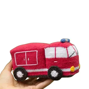 Dayanılmaz oyuncak arabalar tığ Amigurumi itfaiye kamyonu bebek çocuklar duyusal itfaiye araba tığ itfaiye kamyonu kamyon oyuncaklar