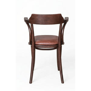 Chaise de café en cuir Bentwood, fabriquée en bois de teck. Parfait pour les salles à manger, les cafés et les salons d'hôtel, son design moderne et organique. - Product Image 3