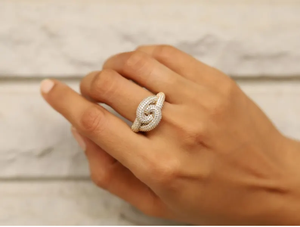 Anillo de Oro Grueso con Nudo de Amor, con Diamantes Cultivados en Laboratorio, Anillo de Eternidad, de Oro Macizo, para Anillo de Mezclilla o Anillo de Índice - Product Image 5