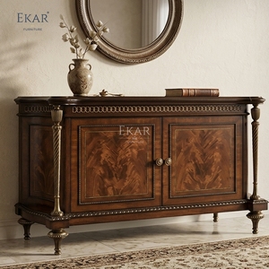 Buffet d'appoint doré à marqueterie Regency - Meuble d'appoint classique français de luxe |   EKAR FURNITURE - Product Image 5
