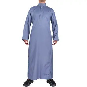 Factory Selling Saudi Arab Style Pray Man Thobe Long Sleeve Cotton Made Jalabiya