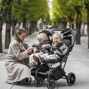 Brightbebe đôi ô Xe đẩy du lịch Trọng lượng nhẹ side by side Twin xe đẩy với lưu trữ lớn - Product Image 4