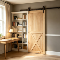 Porte coulissante en pin massif sablé, style nordique, pour la division d'espace intérieur