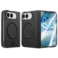 Coque magnétique en cuir texturé 360° pour iPhone Duo °   Coque de protection pour téléphone avec protection d'écran, étui pliable