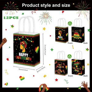 12 Stück Juneteenth-Geschenktüten, Happy Juneteenth Papiertüten für Freedom Day Partydekorationen, Geschenkverpackungen, Feierlichkeiten zum 19. Juni - Product Image 4